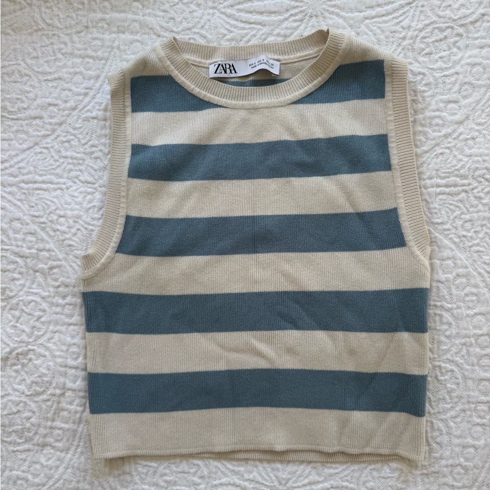 Zara Striped Sweater Tank Cropped